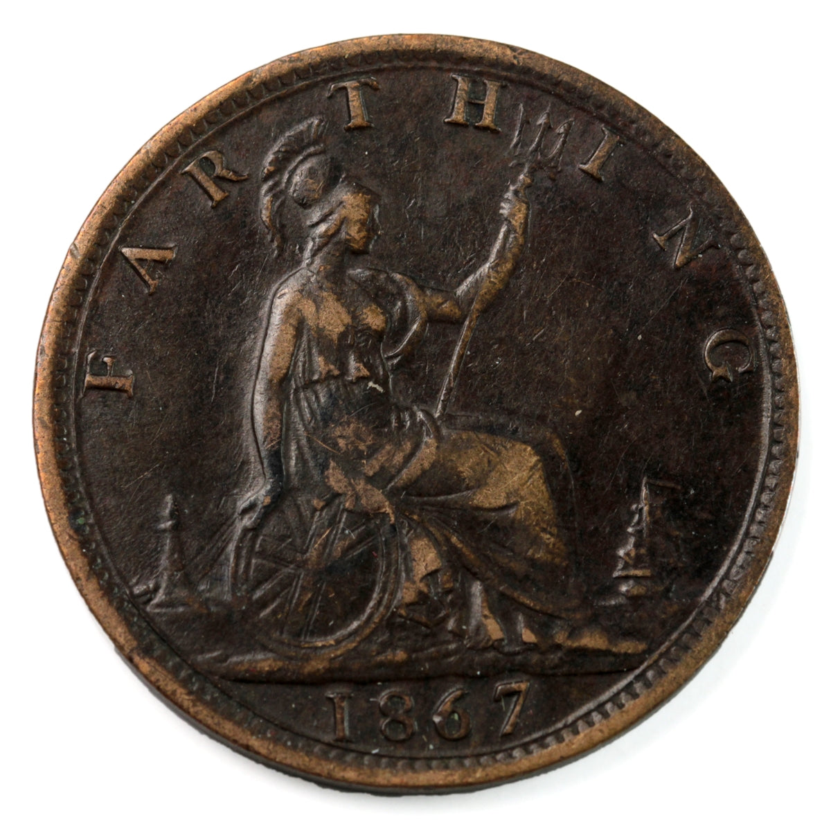 Great Britain 1867 Farthing Extra Fine (EF40) $