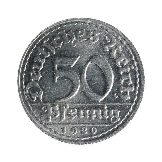 German Weimar Republic 1920D 50 Pfennig Uncirculated (MS-60)