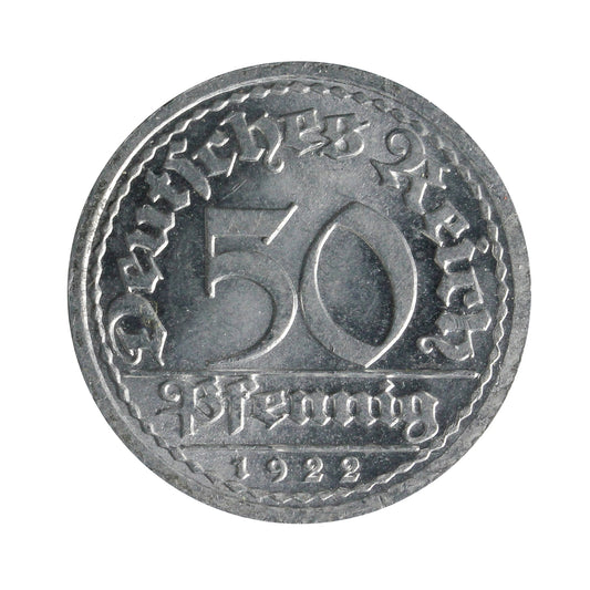 German Weimar Republic 1922A 50 Pfennig Uncirculated (MS-60)