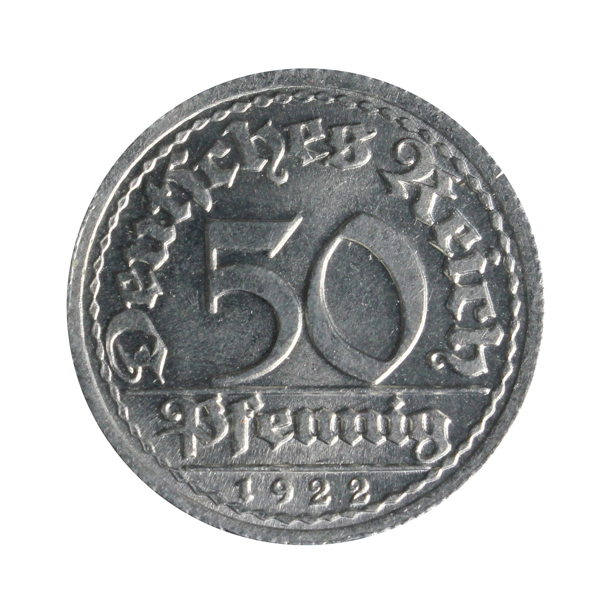 German Weimar Republic 1922G 50 Pfennig Uncirculated (MS60)