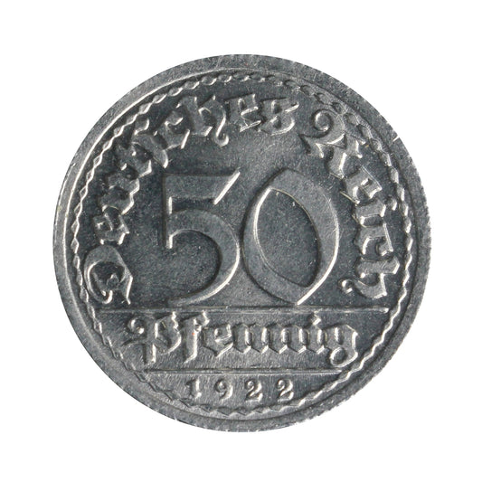 German Weimar Republic 1922G 50 Pfennig Uncirculated (MS-60)