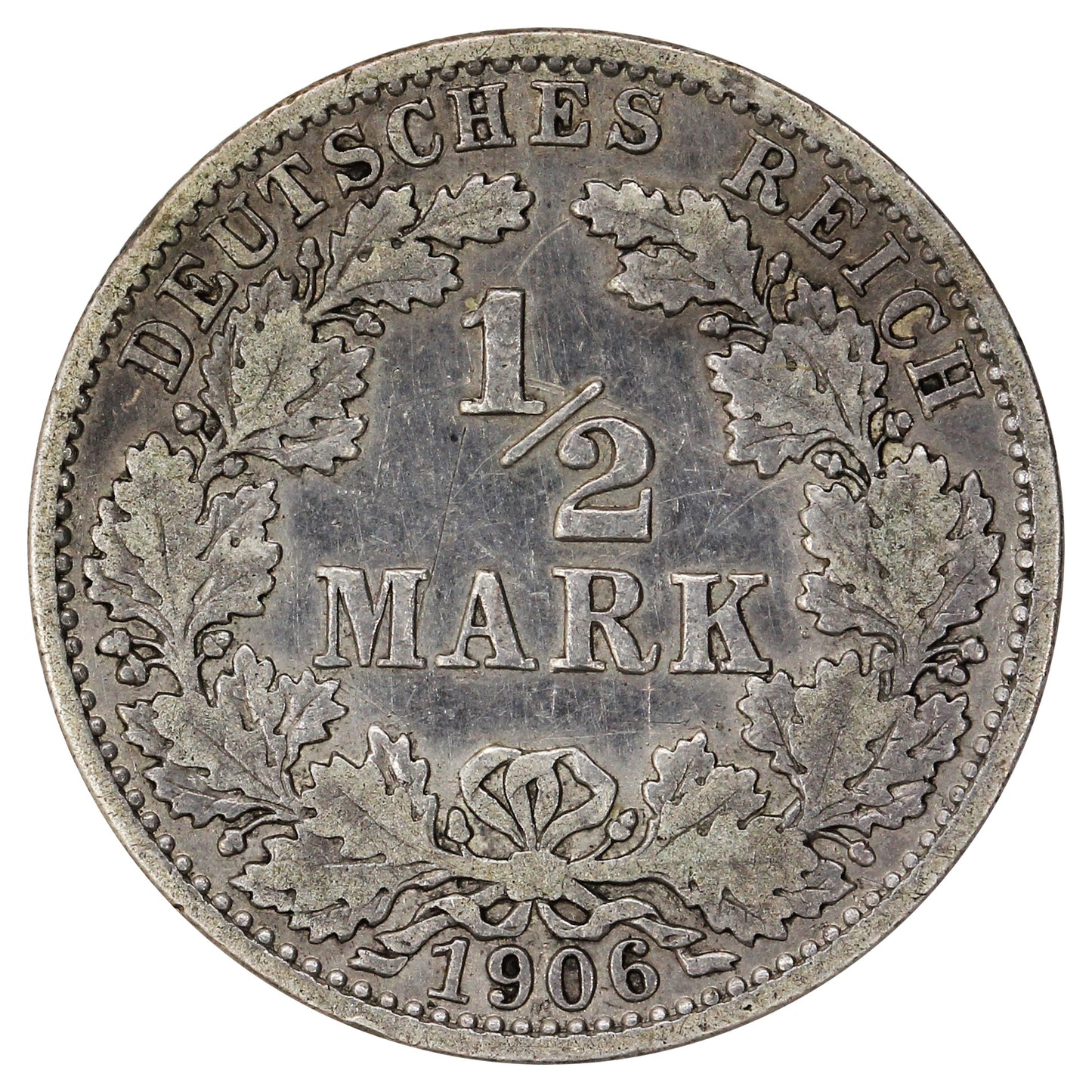 German Empire 1906A 1/2 Mark Extra Fine (EF40)