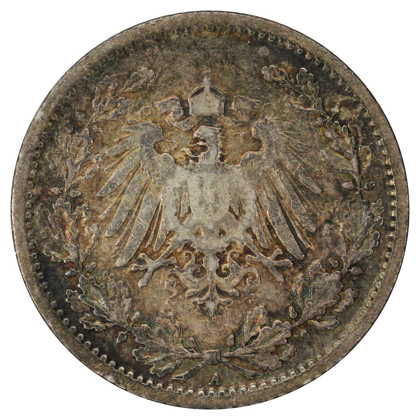 German Empire 1907A 1/2 Mark Extra Fine (EF40)