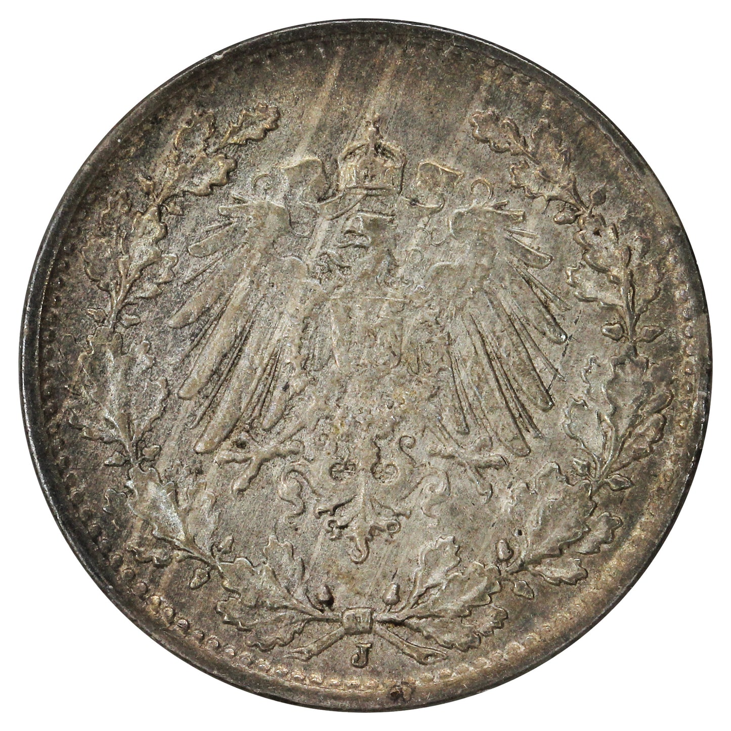 German Empire 1918J 1/2 Mark Extra Fine (EF40)