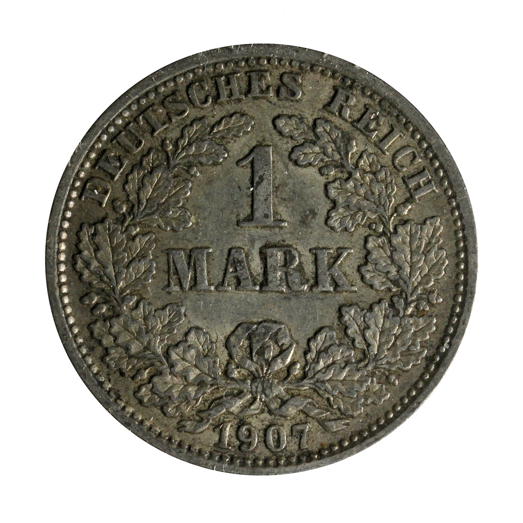 German Empire 1907D Mark Almost Uncirculated (AU50)