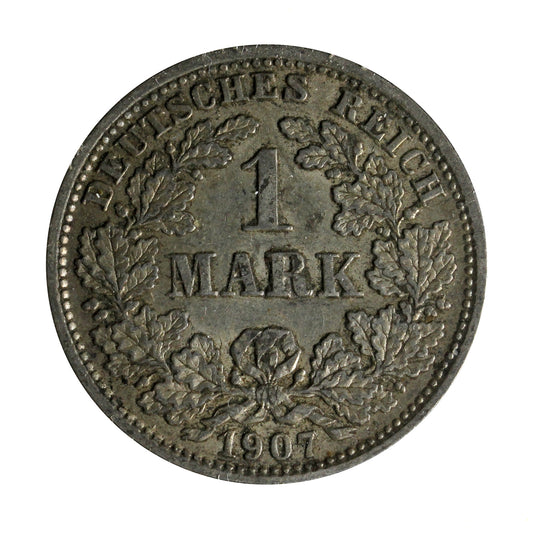 German Empire 1907D Mark Almost Uncirculated (AU50)