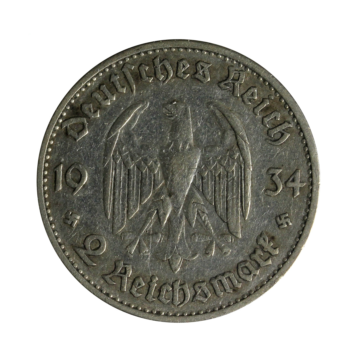 German Third Reich 1934A Potsdam 2 Marks VF-EF (VF30)