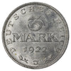 German Weimar Republic 1922J 3 Marks Uncirculated (MS60)