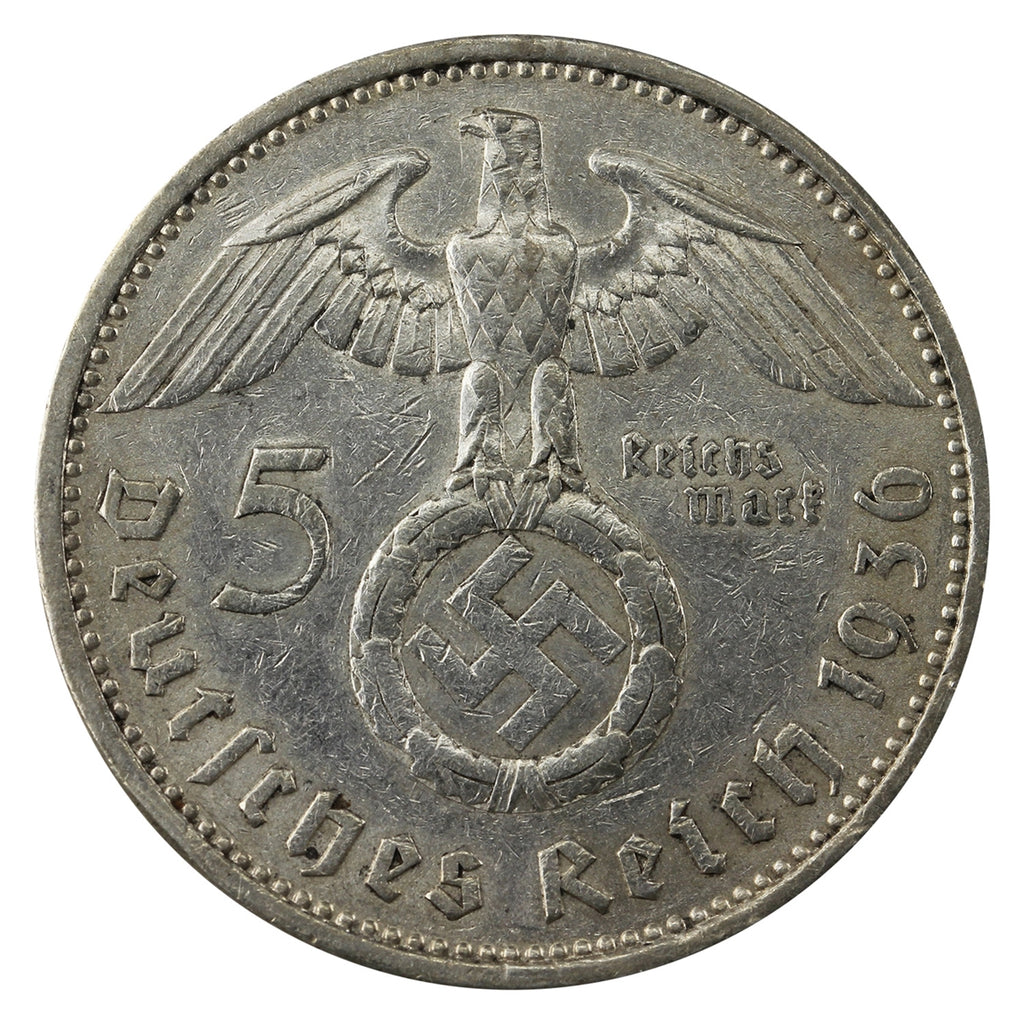 German Third Reich 1936A Swastika 5 Marks Extra Fine (EF40)