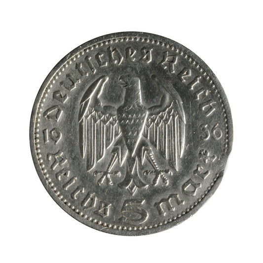 German Third Reich 1936E Hindenburg 5 Marks Extra Fine (EF40)