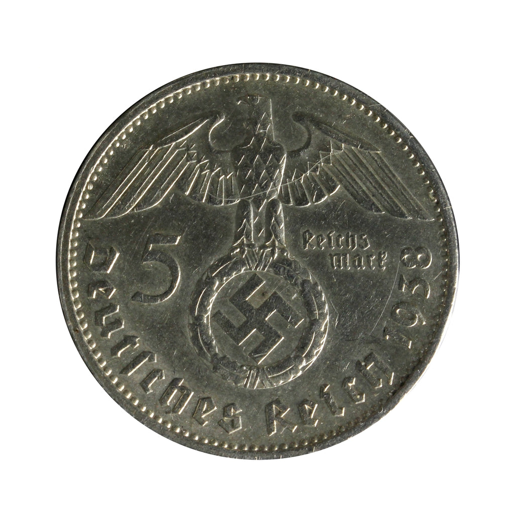 German Third Reich 1938A 5 Marks Almost Uncirculated (AU50)
