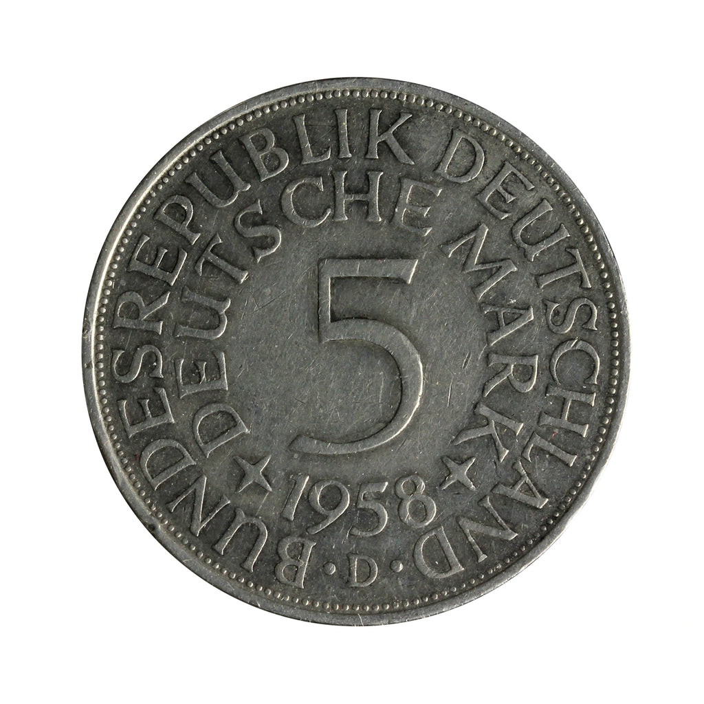 Germany 1958D 5 Marks Extra Fine (EF40)