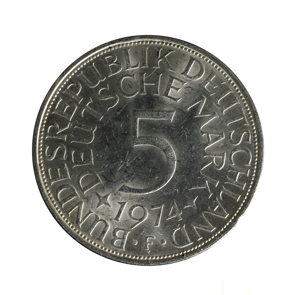 Germany 1974F 5 Marks Almost Uncirculated (AU50)