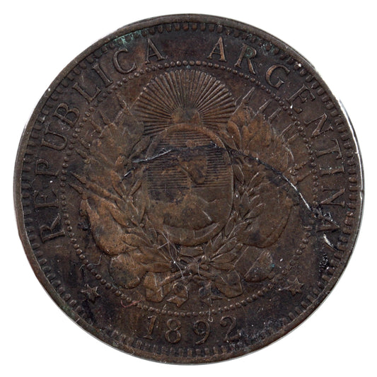 Argentina 1892 2 Centavos Extra Fine (EF-40)