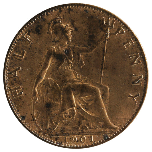 Great Britain 1901 1/2 Penny Almost Uncirculated (AU50)