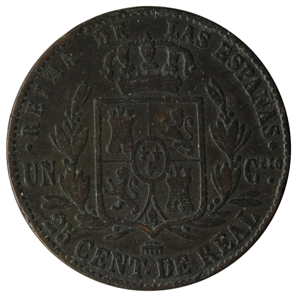 Spain 1858 25 Centimos F-VF (F15)
