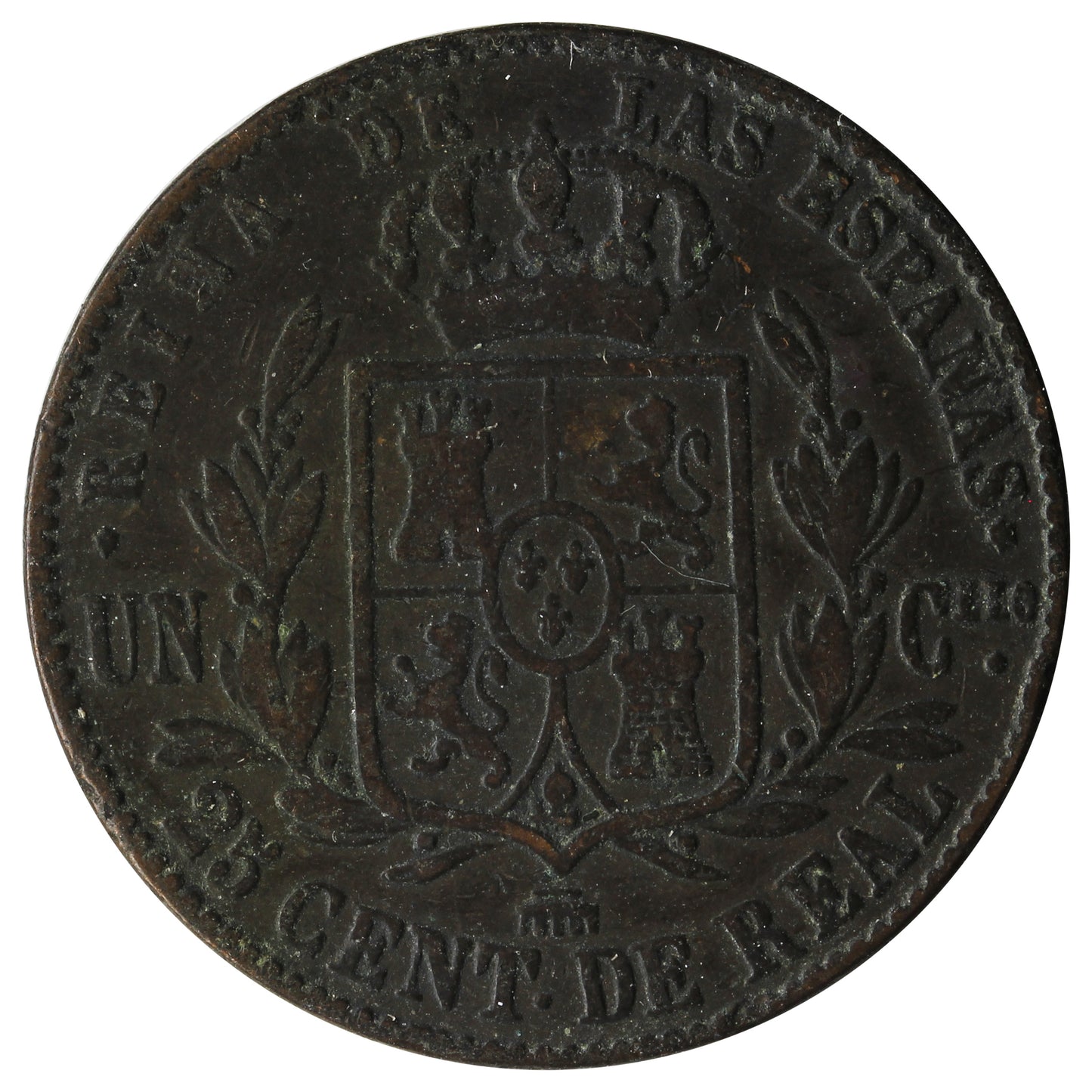 Spain 1858 25 Centimos F-VF (F15)