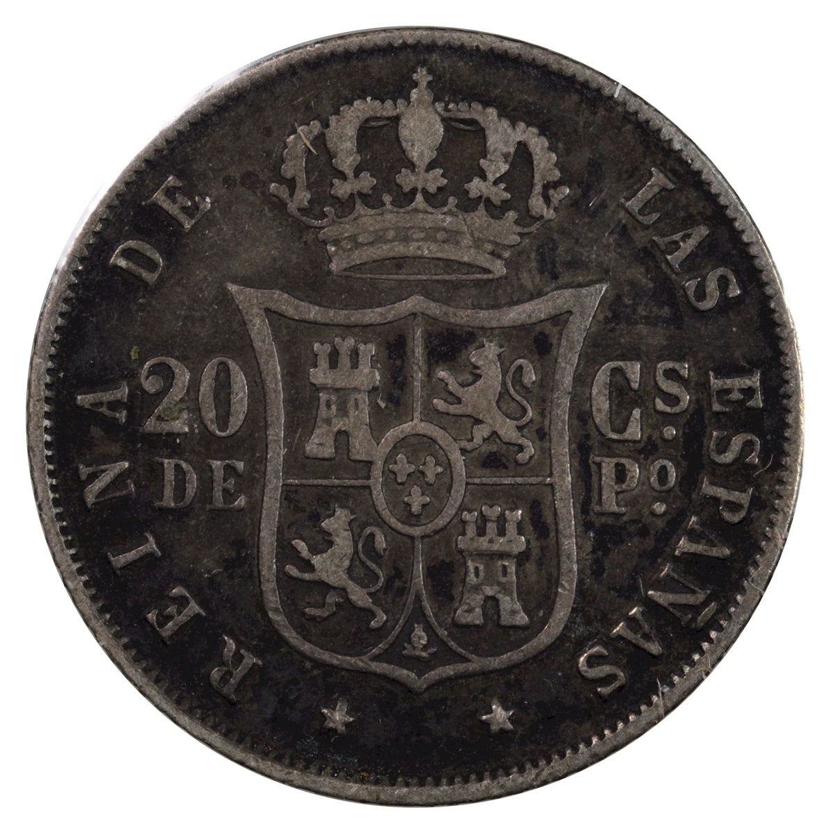 Spain 1868 20 Centimos F-VF (F15)
