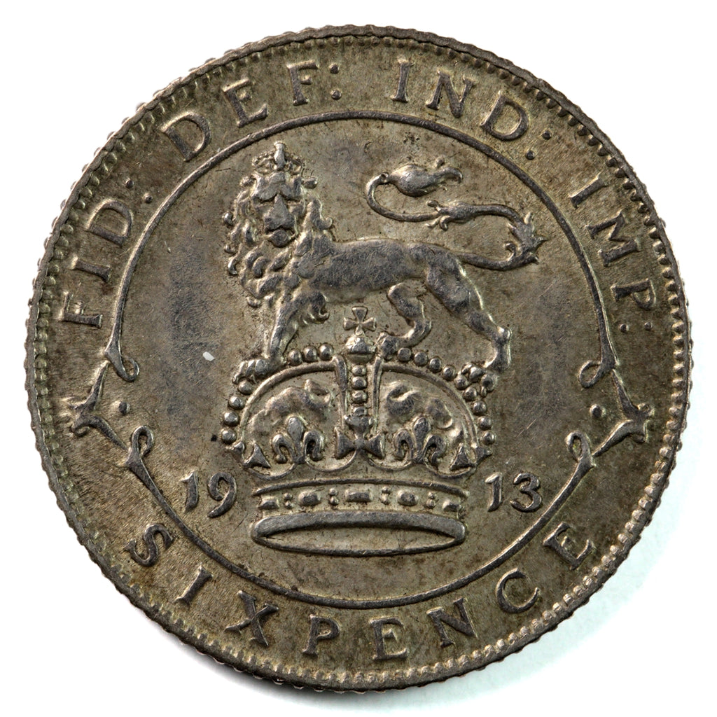 Great Britain 1913 6 Pence Almost Uncirculated (AU50) $