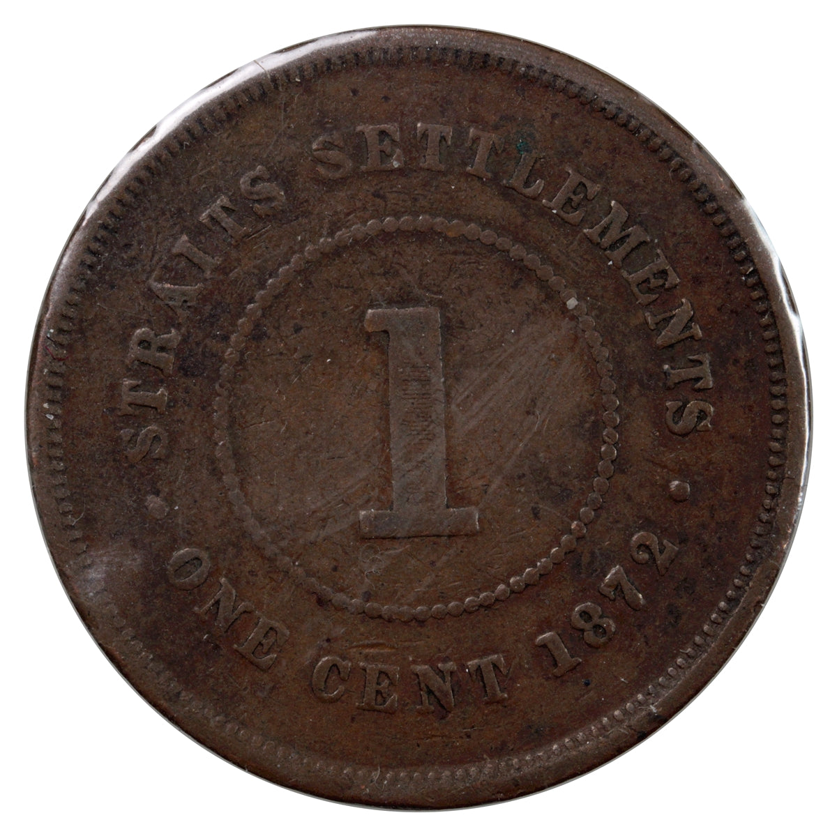 Straits Settlements 1872H Cent Very Fine (VF20)