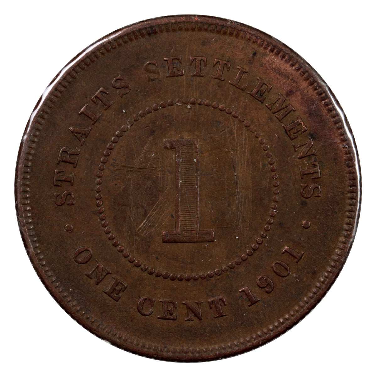 Straits Settlements 1901 Cent Extra Fine (EF40)