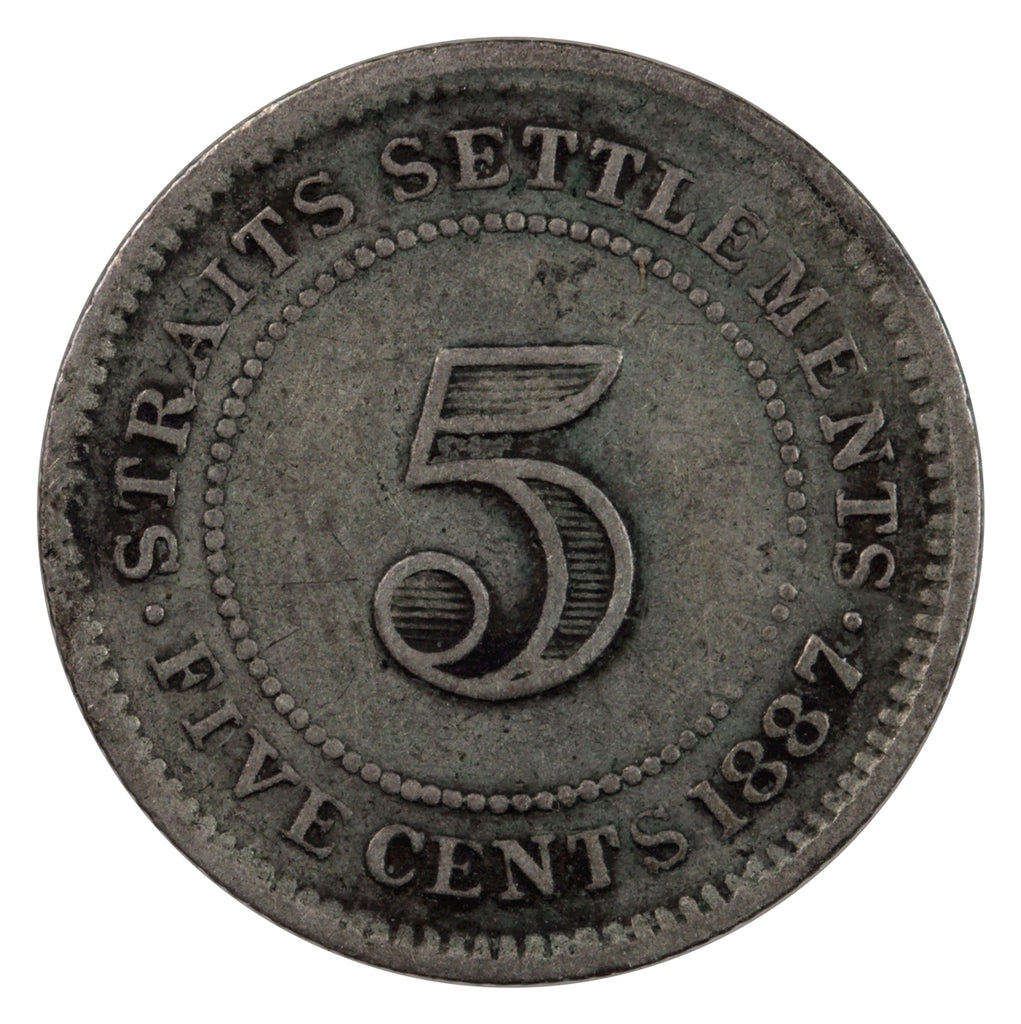 Straits Settlements 1887 5 Cents Fine (F-12)