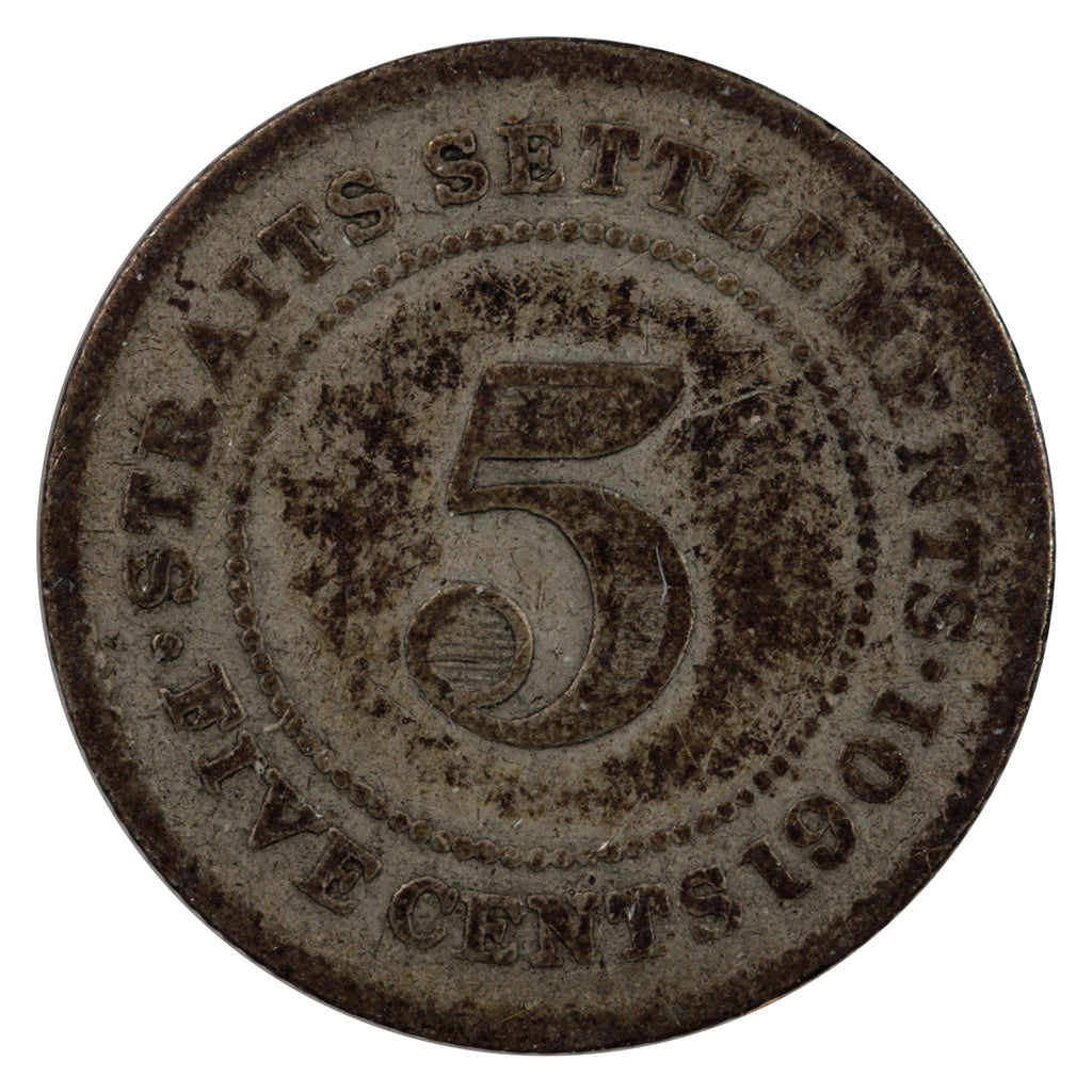 Straits Settlements 1901 5 Cents Fine (F12)