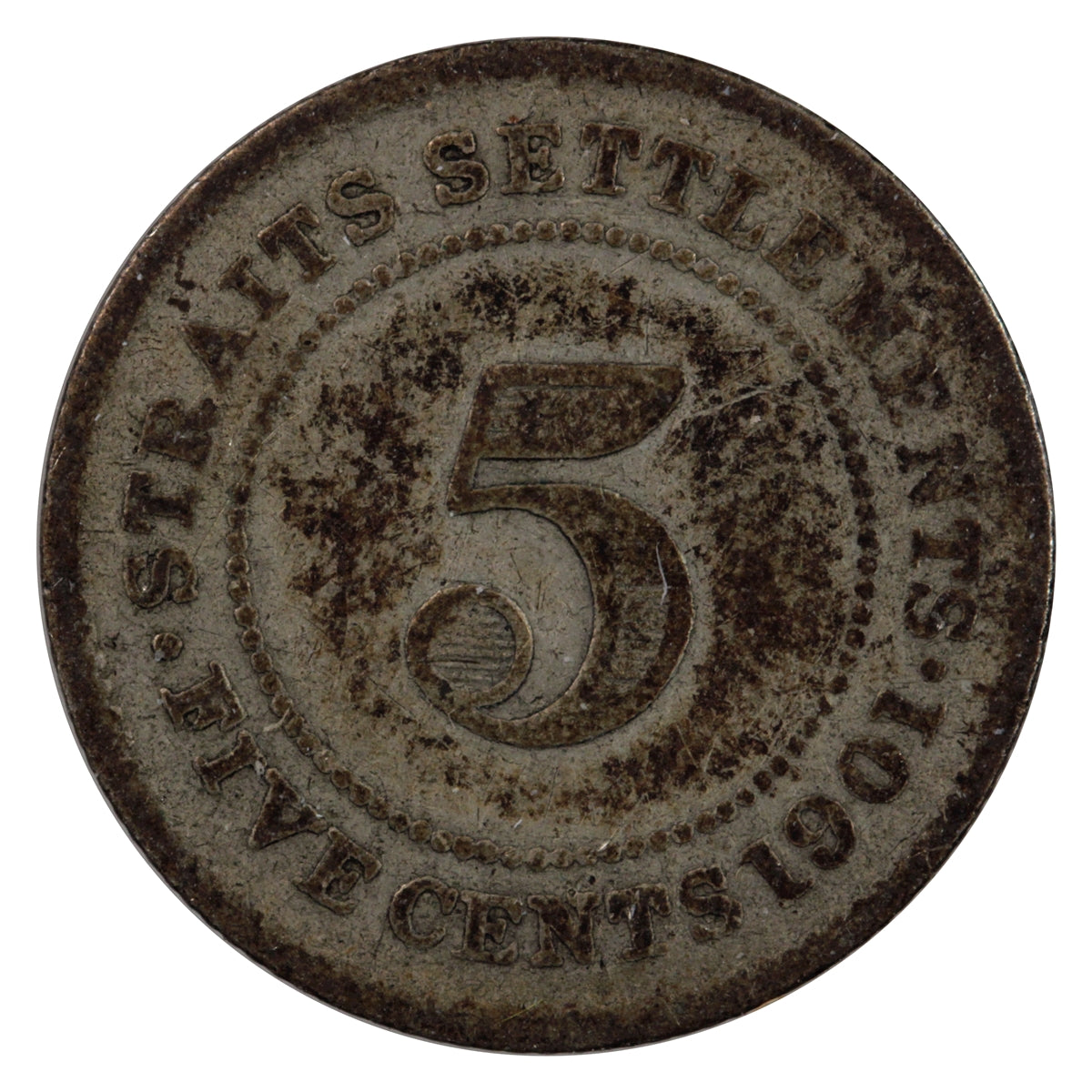 Straits Settlements 1901 5 Cents Fine (F12)