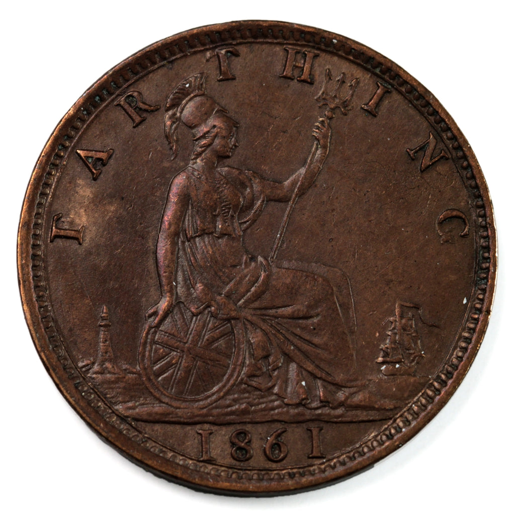 Great Britain 1861 Farthing EF-AU (EF45) $