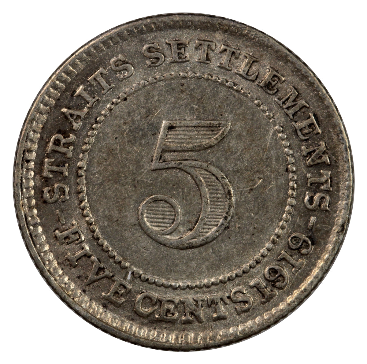 Straits Settlements 1919 5 Cents VF-EF (VF30)