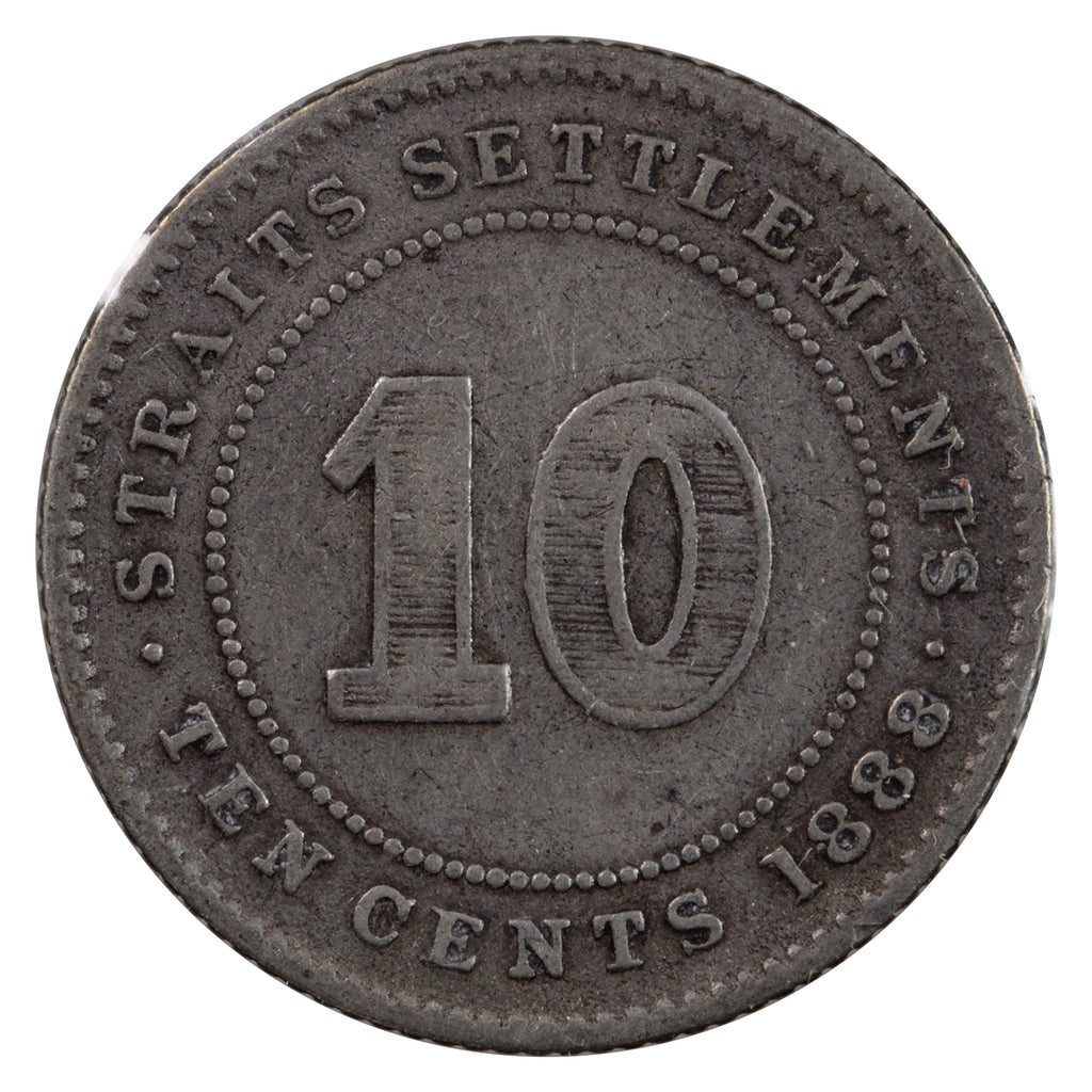 Straits Settlements 1888 10 Cents Very Fine (VF20)