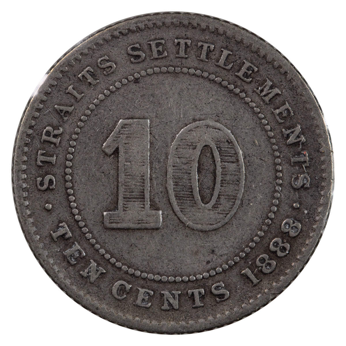 Straits Settlements 1888 10 Cents Very Fine (VF20)