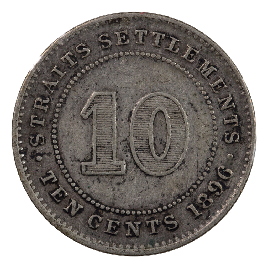 Straits Settlements 1896 10 Cents Very Fine (VF20)