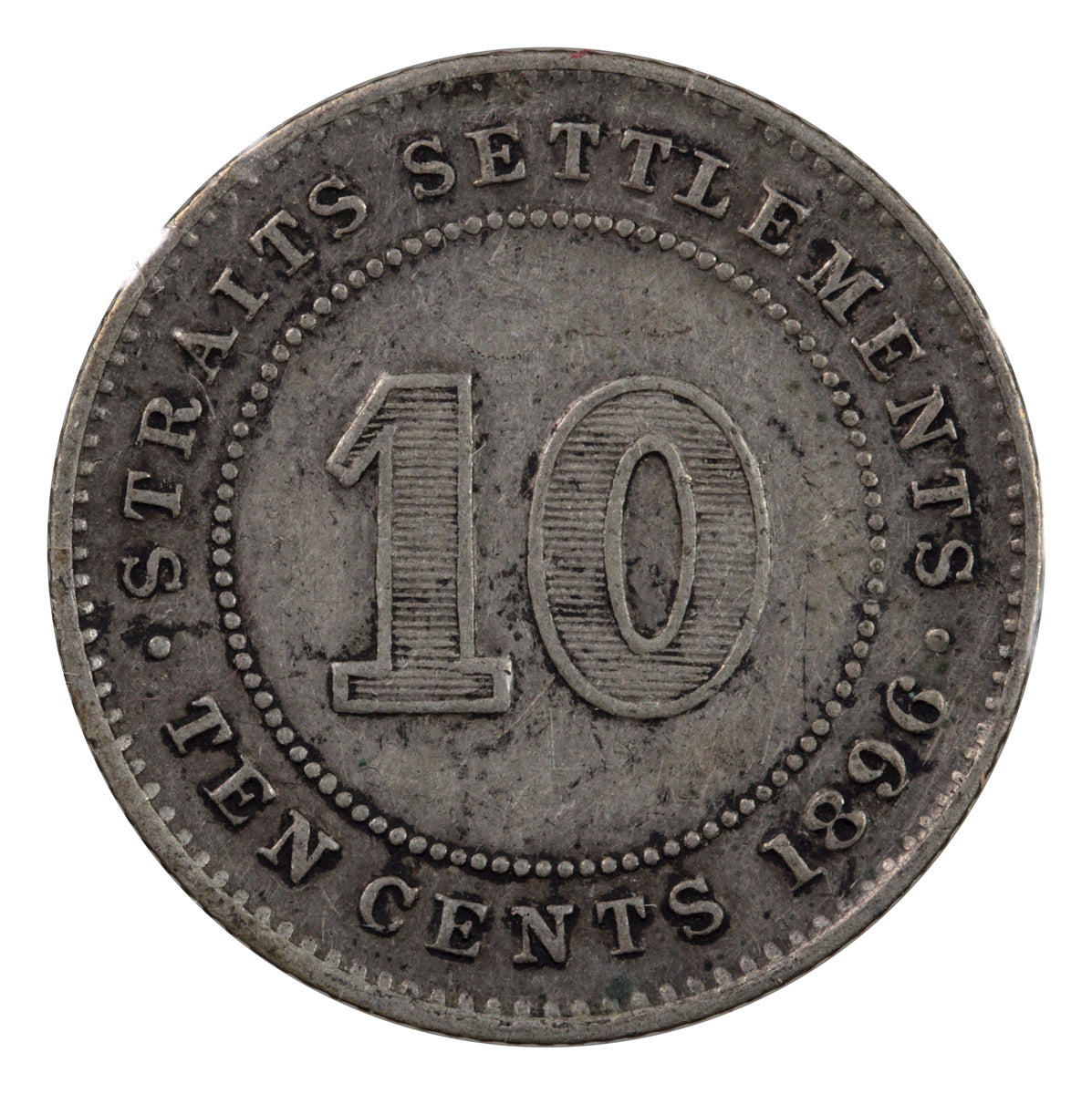 Straits Settlements 1896 10 Cents Very Fine (VF20)