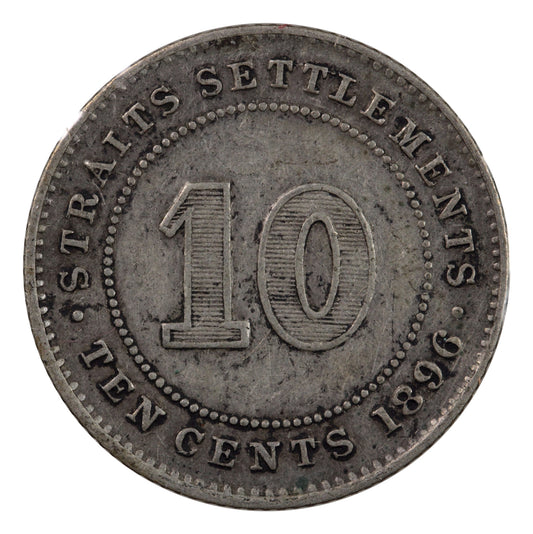 Straits Settlements 1896 10 Cents Very Fine (VF20)
