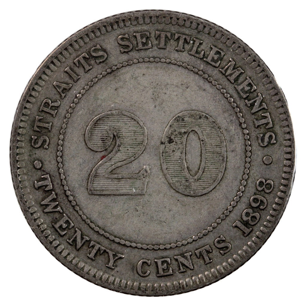 Straits Settlements 1898 20 Cents VF-EF (VF30)