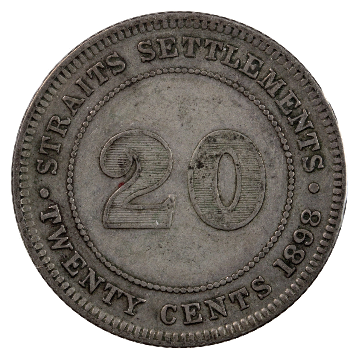 Straits Settlements 1898 20 Cents VF-EF (VF30)
