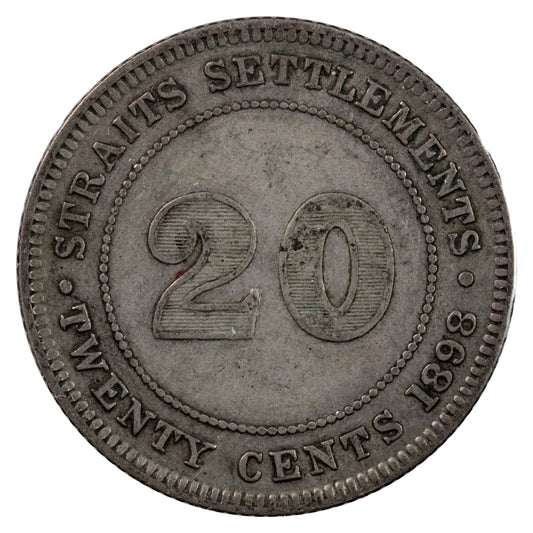 Straits Settlements 1898 20 Cents VF-EF (VF30)