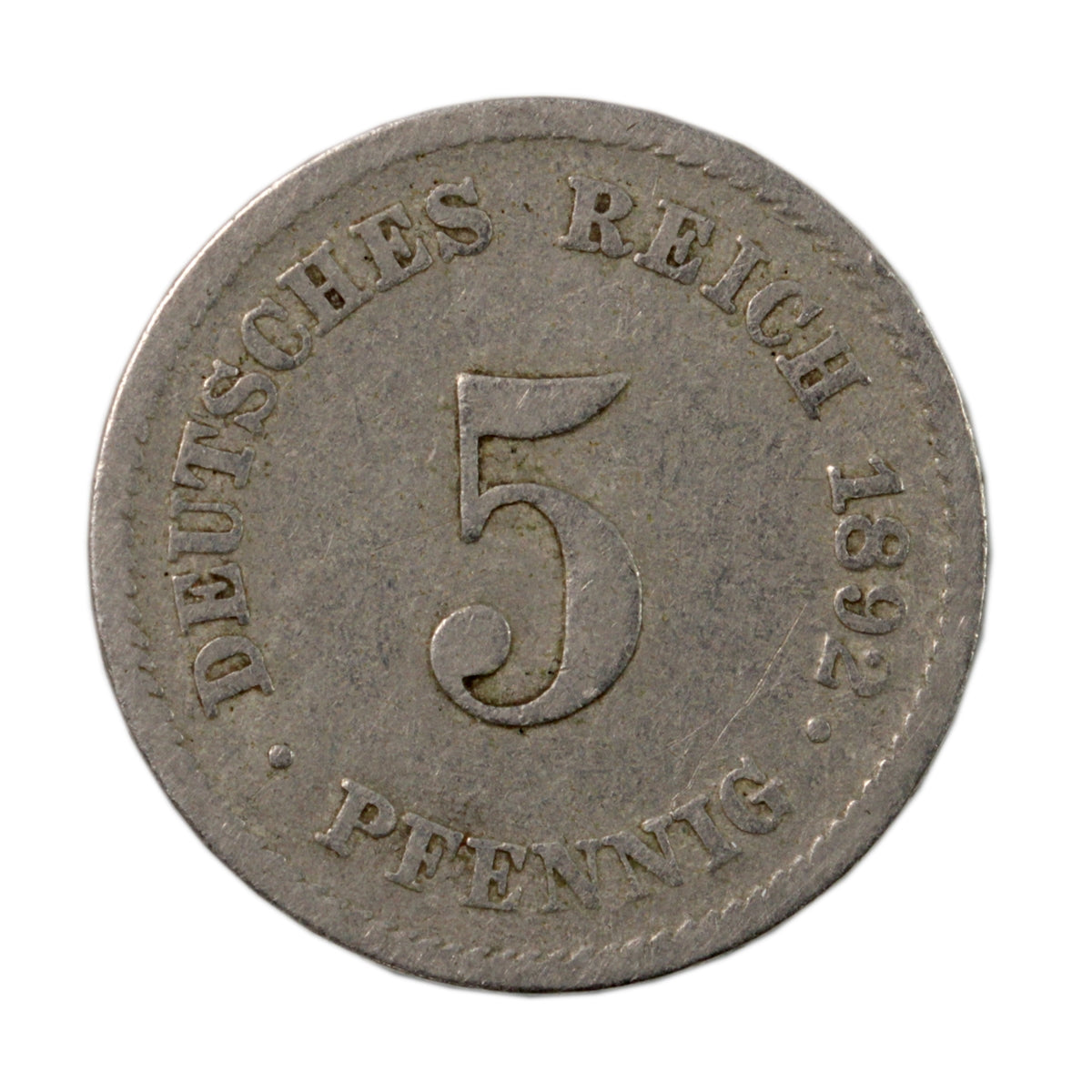 German Empire 1892E 5 Pfennig VF-EF (VF30) $
