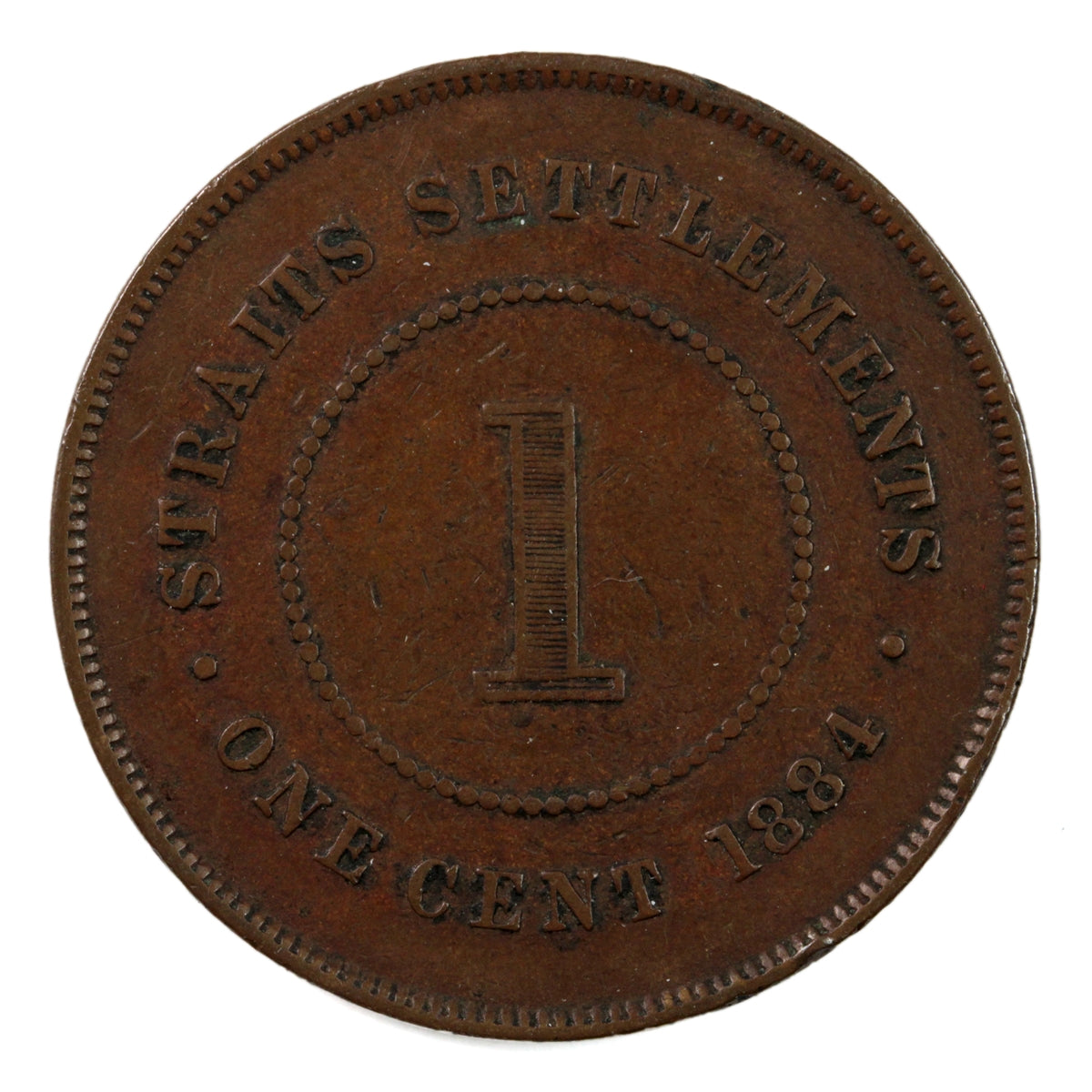 Straits Settlements 1884 Cent VF-EF (VF30) $