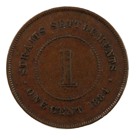 Straits Settlements 1884 Cent VF-EF (VF30) $