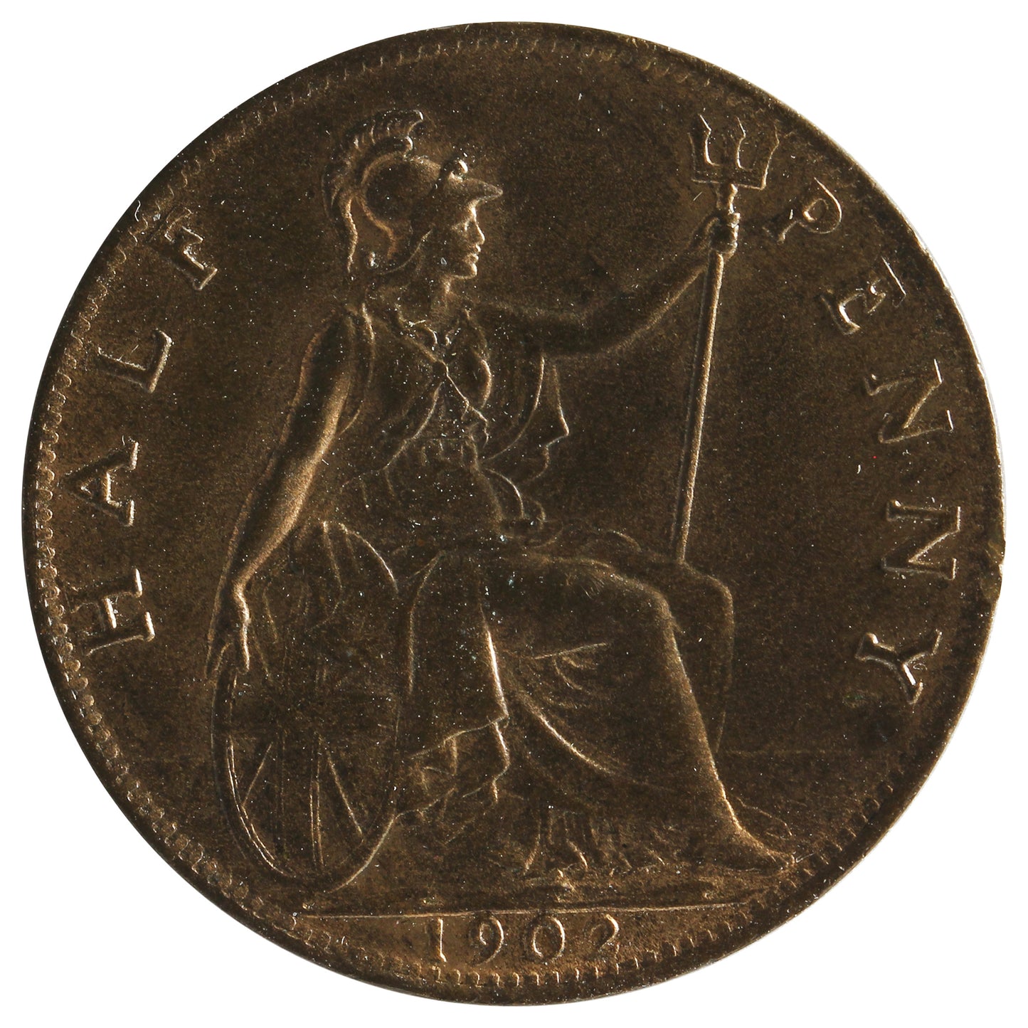 Great Britain 1902 1/2 Penny Almost Uncirculated (AU50)