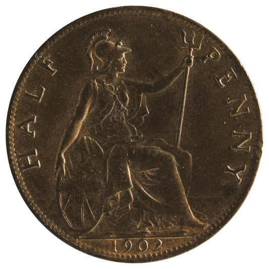Great Britain 1902 1/2 Penny Almost Uncirculated (AU50)