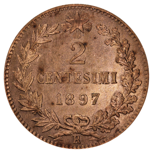 Italy 1897R 2 Centesimi Uncirculated (MS60)