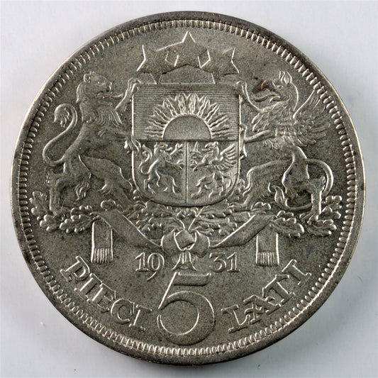 Latvia 1931 5 Lati Uncirculated (MS60) $