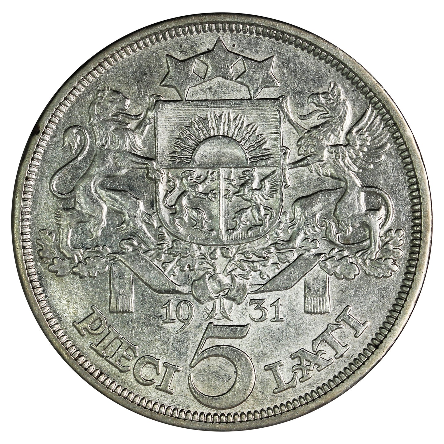 Latvia 1931 5 Lati Extra Fine (EF40)