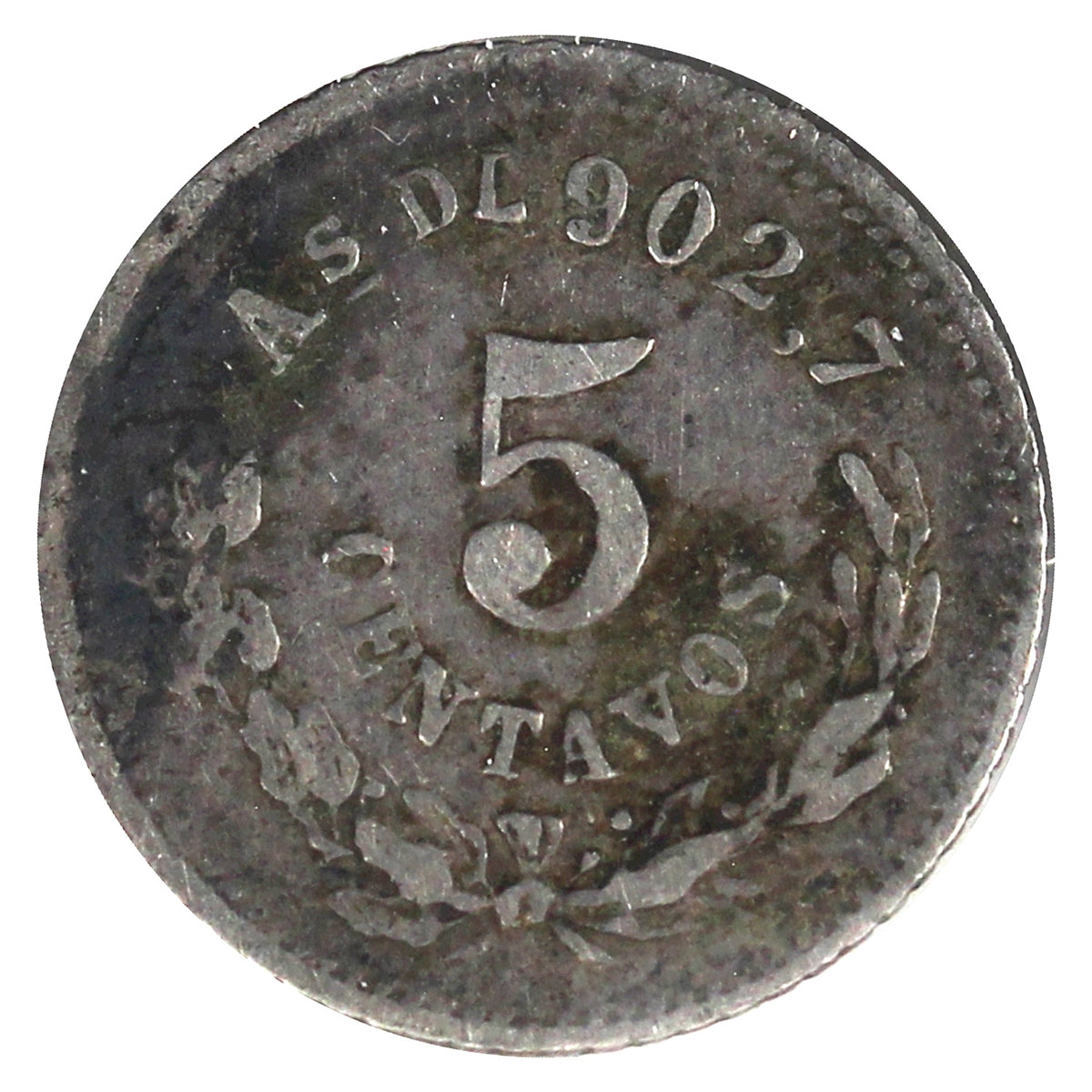 Mexico 1874ASDL 5 Centavos VF-EF (VF30)
