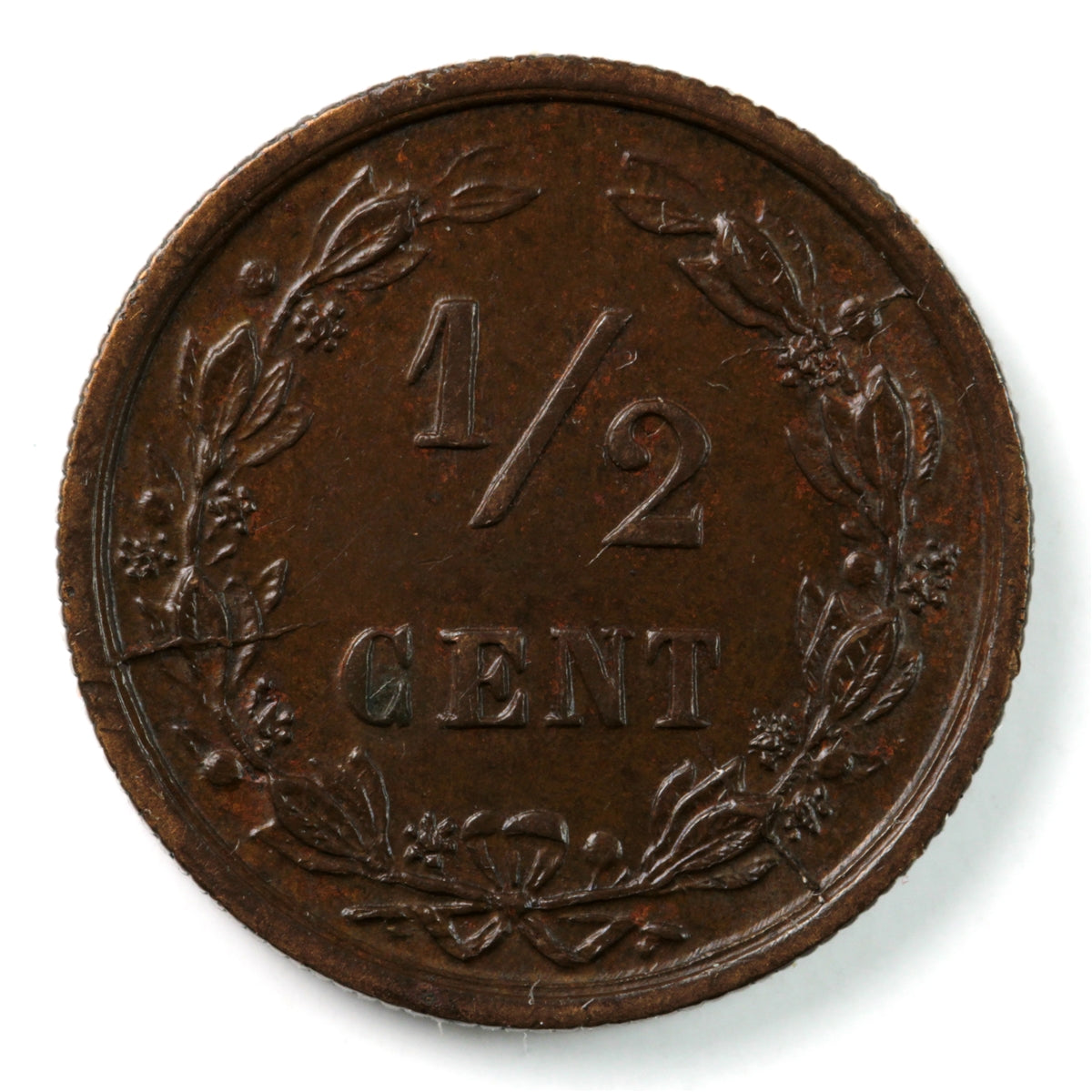 Netherlands 1898 1/2 Cent AU-UNC (AU-55) $