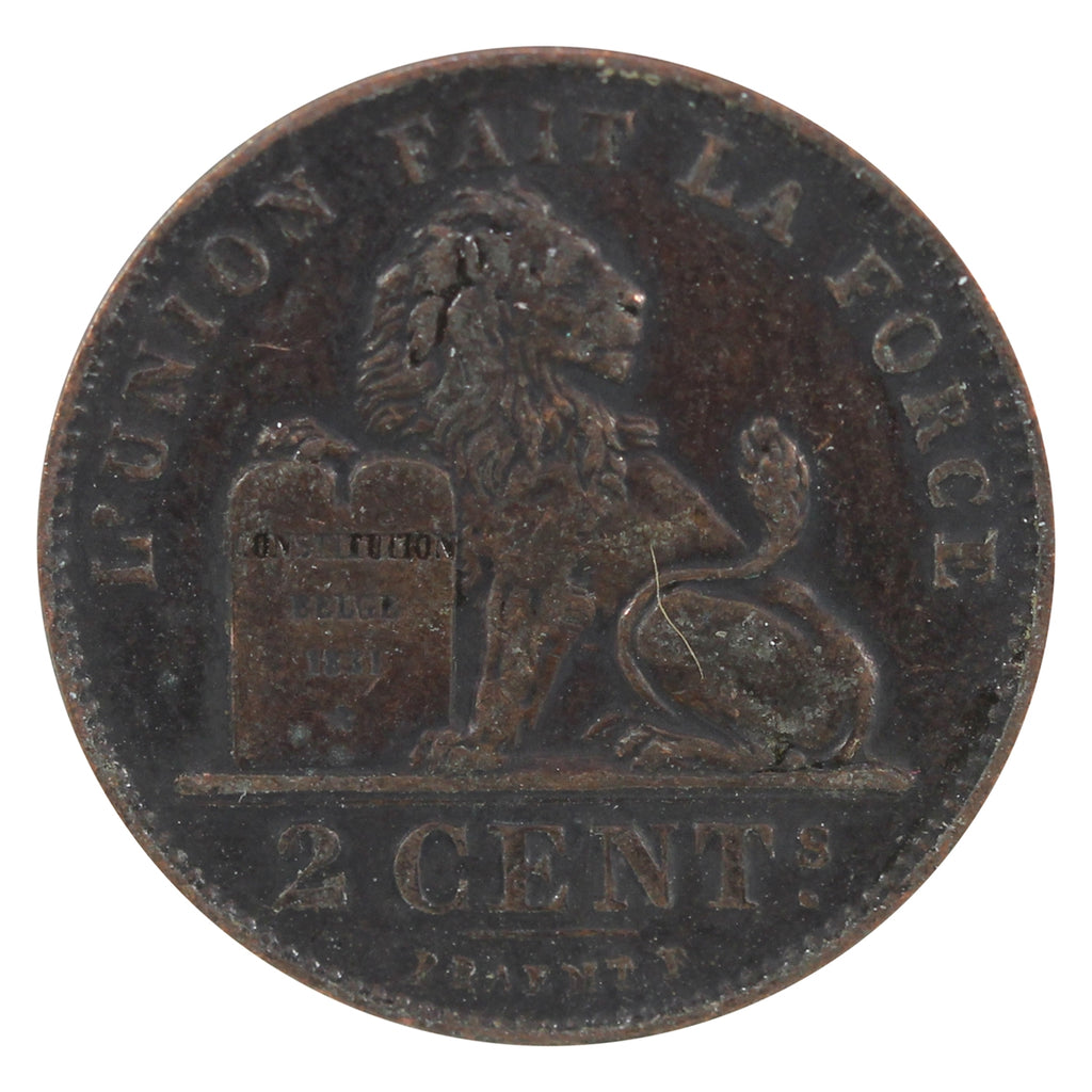 Belgium 1909 2 Centimes VF-EF (VF-30)