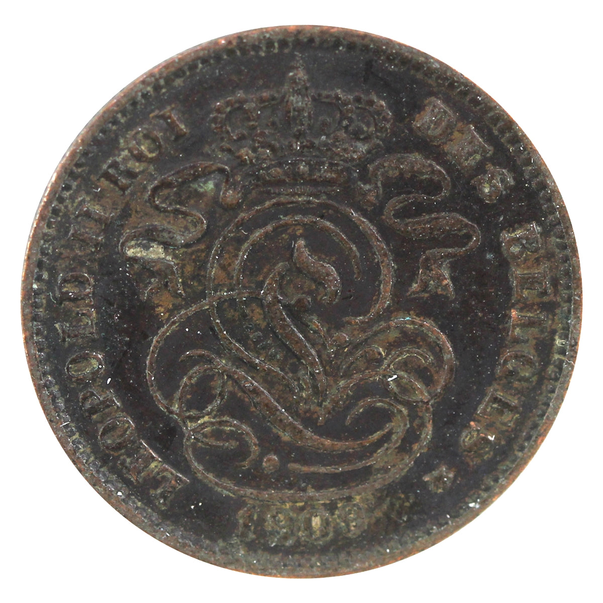 Belgium 1909 2 Centimes VF-EF (VF-30)